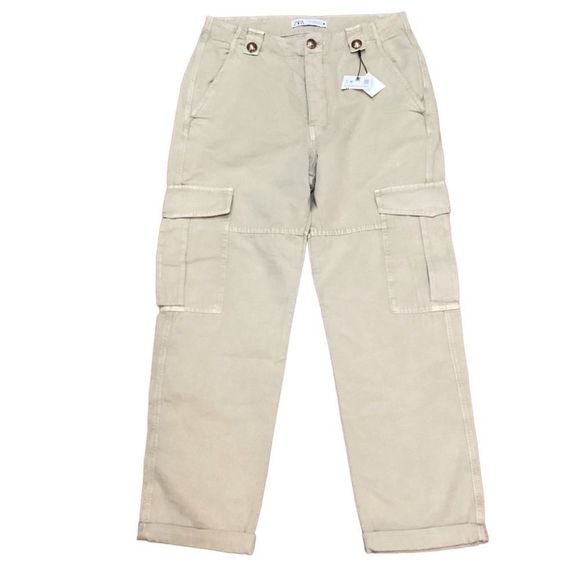 NWT Zara Cargo Khaki Pants Sz M - Picture 3 of 15